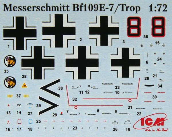 1/72 Bf- 109E-7/Trop German Fighter WW II