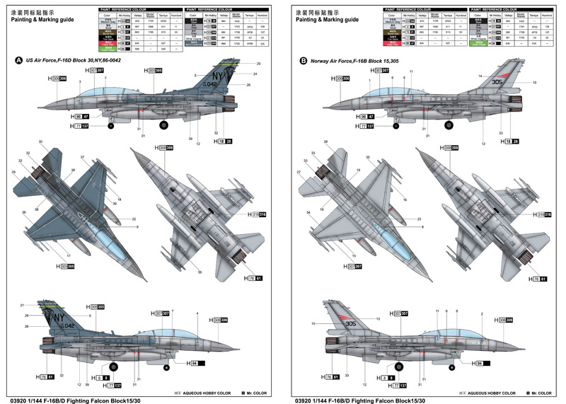 1:144 F-16B/D F. Falcon 15/30