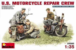 1/35 US Motorcycle Repair crew (3 fig, 2x mo-bike)